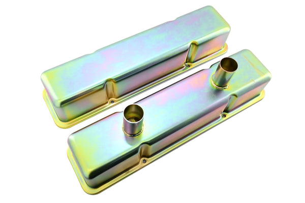 1958-86 CHEVY SMALL BLOCK 283-305-327-350-400 CIRCLE TRACK RACING STEEL VALVE COVERS - ZINC