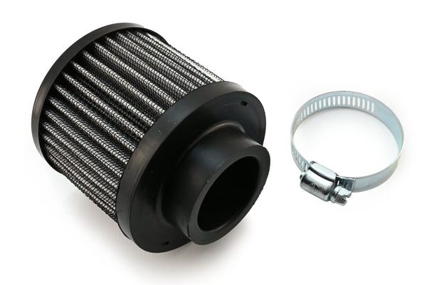 Steel Cotton Filter Breather – Clamp-On 1-3/8" Neck - High-Flow Air Breather Filter - Black