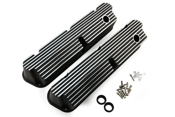 Aluminum Tall Pentroof Valve Covers – Fits 1962–1985 Ford 289 / 302 / 347 / 351W / 427 – Black Finish
