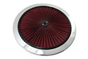 Cotton Universal Top-Flow Round Washable Air Cleaner Top – Red Filter with Chrome Ring