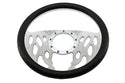 14" CHROME BILLET ALUMINUM STEERING WHEEL W- HALF WRAP - 9 HOLE