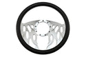 14" CHROME BILLET ALUMINUM STEERING WHEEL W- HALF WRAP - 9 HOLE