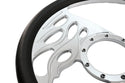 14" CHROME BILLET ALUMINUM STEERING WHEEL W- HALF WRAP - 9 HOLE