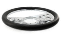 14" CHROME BILLET ALUMINUM STEERING WHEEL W- HALF WRAP - 9 HOLE