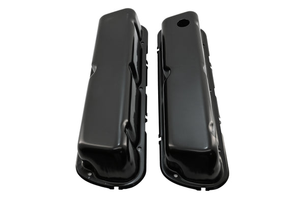 Steel Valve Covers Fits 1986–95 Ford 302 5.0L Fox‑Body Mustang – Smooth – 1 Hole & 1 No‑Hole – Black