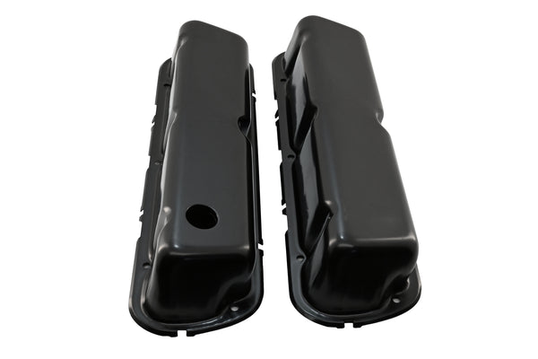 Steel Valve Covers Fits 1986–95 Ford 302 5.0L Fox‑Body Mustang – Smooth – 1 Hole & 1 No‑Hole – Black