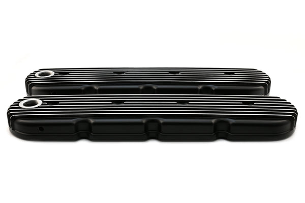 Aluminum Chevy GM LS Engines Retro Finned Valve Covers – Black
