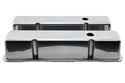 Polished Aluminum Tall Valve Covers – Fits 1958–1986 Chevy Small Block 283 / 305 / 327 / 350 / 400 – Smooth Top – 1.25" Push-In