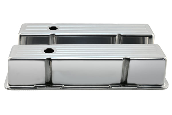 1958-86 CHEVY SMALL BLOCK 283-305-327-350-400 TALL POLISHED ALUMINUM VALVE COVERS - BALL MILLED