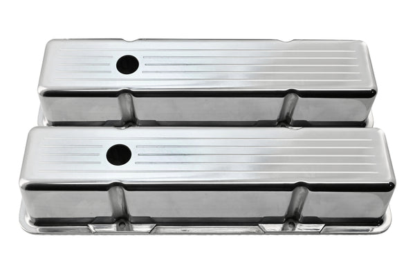 1958-86 CHEVY SMALL BLOCK 283-305-327-350-400 TALL POLISHED ALUMINUM VALVE COVERS - BALL MILLED