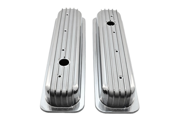 Aluminum 1987–97 Chevy Short Valve Covers Center Bolt – Full Finned – Polished