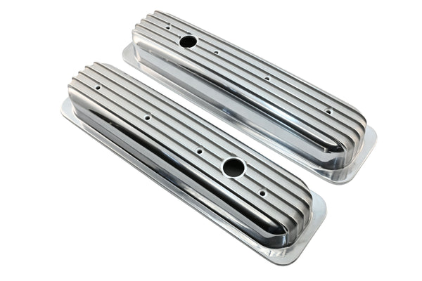Aluminum 1987–97 Chevy Short Valve Covers Center Bolt – Full Finned – Polished