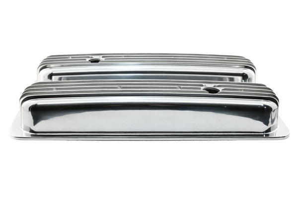 Aluminum 1987–97 Chevy Short Valve Covers Center Bolt – Full Finned – Polished