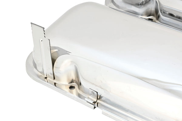 1965-72 CHEVY BIG BLOCK 396-427-454 SHORT OEM STYLE STEEL VALVE COVERS W- DRIPPER RAILS - CHROME