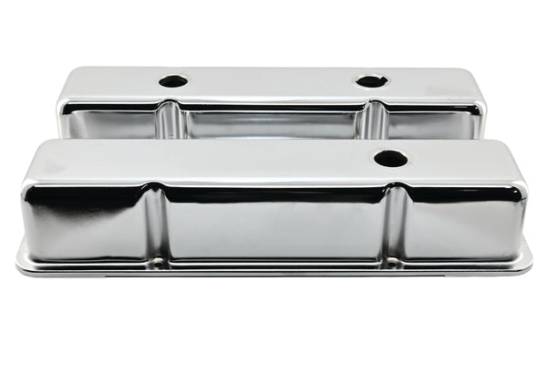 1958-86 STEEL CHEVY SMALL BLOCK 283-305-327-350-400 TALL SMOOTH VALVE COVERS - CHROME
