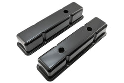 1958-86 STEEL CHEVY SMALL BLOCK 283-305-327-350-400 TALL SMOOTH VALVE COVERS - BLACK
