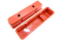1958-86 STEEL CHEVY SMALL BLOCK 283-305-327-350-400 TALL SMOOTH VALVE COVERS - ORANGE