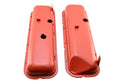 1965-72 CHEVY BIG BLOCK 396-427-454 SHORT OEM STYLE STEEL VALVE COVERS W- DRIPPER RAILS - ORANGE