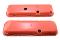 1965-72 CHEVY BIG BLOCK 396-427-454 SHORT OEM STYLE STEEL VALVE COVERS W- DRIPPER RAILS - ORANGE