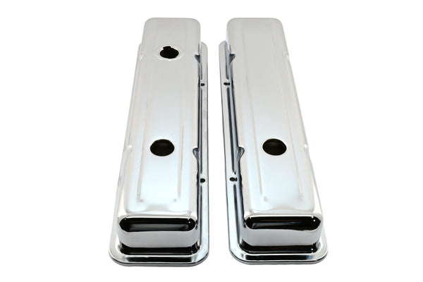 1958-86 CHEVY SMALL BLOCK 283-305-327-350-400 OEM STYLE SHORT VALVE COVERS - CHROME