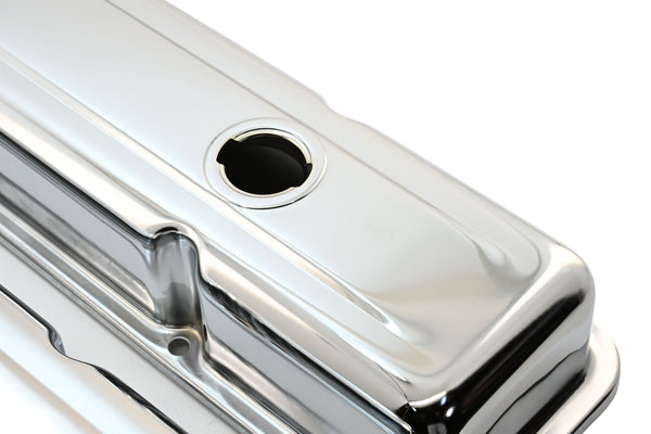1958-86 CHEVY SMALL BLOCK 283-305-327-350-400 OEM STYLE SHORT VALVE COVERS - CHROME