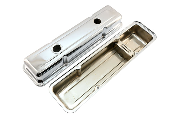 1958-86 CHEVY SMALL BLOCK 283-305-327-350-400 OEM STYLE SHORT VALVE COVERS - CHROME