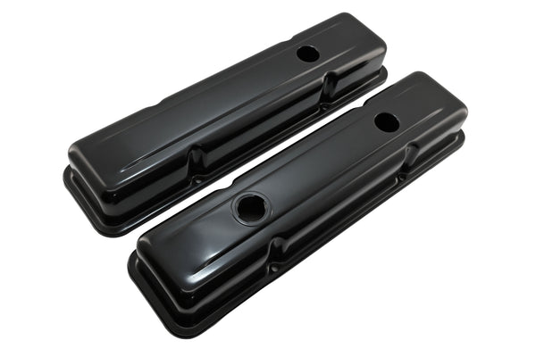 1958-86 CHEVY SMALL BLOCK 283-305-327-350-400 OEM STYLE SHORT VALVE COVERS - BLACK