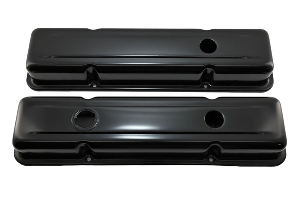 1958-86 CHEVY SMALL BLOCK 283-305-327-350-400 OEM STYLE SHORT VALVE COVERS - BLACK