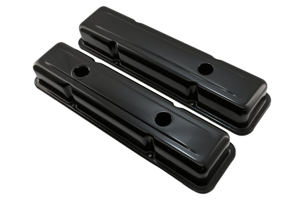 1958-86 CHEVY SMALL BLOCK 283-305-327-350-400 OEM STYLE SHORT VALVE COVERS - BLACK