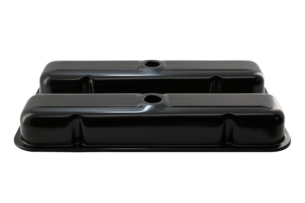 1959-79 PONTIAC 301-326-350-389-400-421-428-455 V8 SHORT STEEL CENTER HOLE VALVE COVERS - BLACK