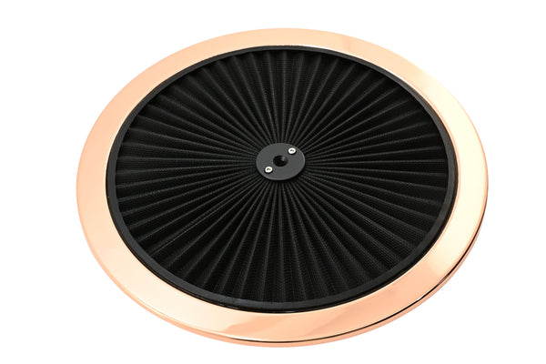 Cotton Universal Top-Flow Round Washable Air Cleaner Top – Black Filter with Copper Ring