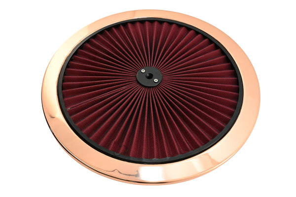 Cotton Universal Top-Flow Round Washable Air Cleaner Top – Red Filter with Copper Ring