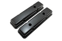 STEEL 1958-86 CHEVY SB 283-305-327-350-400 SHORT VALVE COVERS – 1 Hole / 2 Hole, Baffled-Black