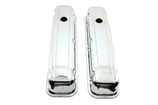 1968-81 BUICK SMALL BLOCK 350 SHORT STEEL VALVE COVERS - CHROME