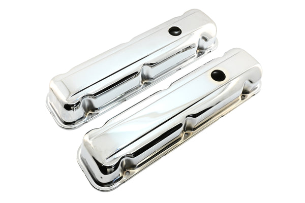 1968-81 BUICK SMALL BLOCK 350 SHORT STEEL VALVE COVERS - CHROME