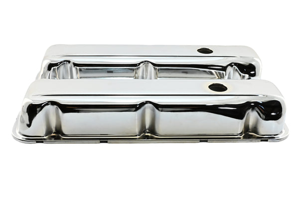 1968-81 BUICK SMALL BLOCK 350 SHORT STEEL VALVE COVERS - CHROME