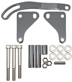 CHEVY SMALL BLOCK STEEL POWER STEERING BRACKET SET - BLACK CHROME