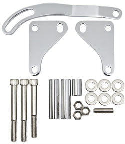 CHEVY SMALL BLOCK STEEL POWER STEERING BRACKET SET - CHROME