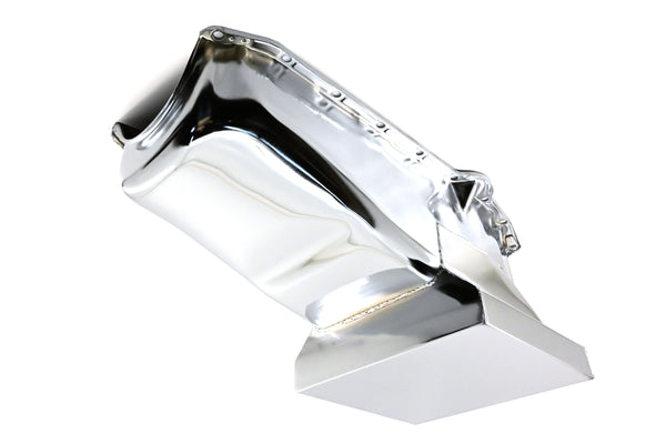 1958-79 CHEVY SMALL BLOCK 283-305-327-350-400 DRAG RACING OIL PAN - CHROME