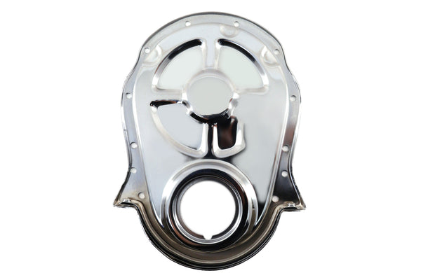 Chrome Steel Timing Chain Cover Set with Timing Tab – Chevy Big Block 396–454 (1966–1990)