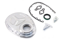Steel Timing Chain Cover Kit for Roller Cam Fits 1955–1995 Chevy SBC 283–400 – Chrome