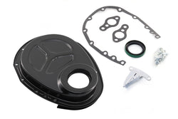 Steel Timing Chain Cover Kit for Roller Cam Fits 1955–1995 Chevy SBC 283–400 – Black