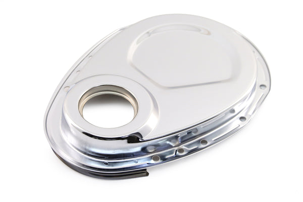 Steel Timing Chain Cover Set with Timing Tab Fits 1955–1995 Chevy SBC 283–400 – Chrome