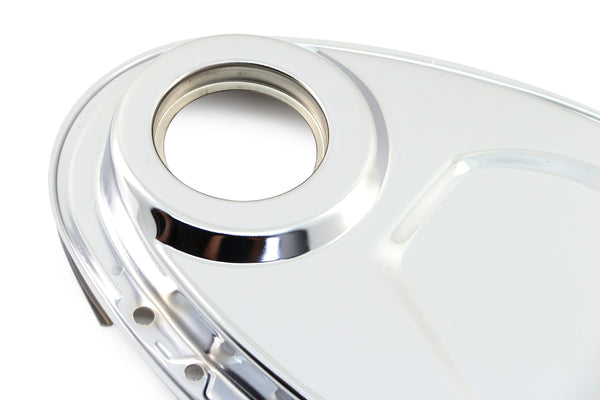 Steel Timing Chain Cover Set with Timing Tab Fits 1955–1995 Chevy SBC 283–400 – Chrome