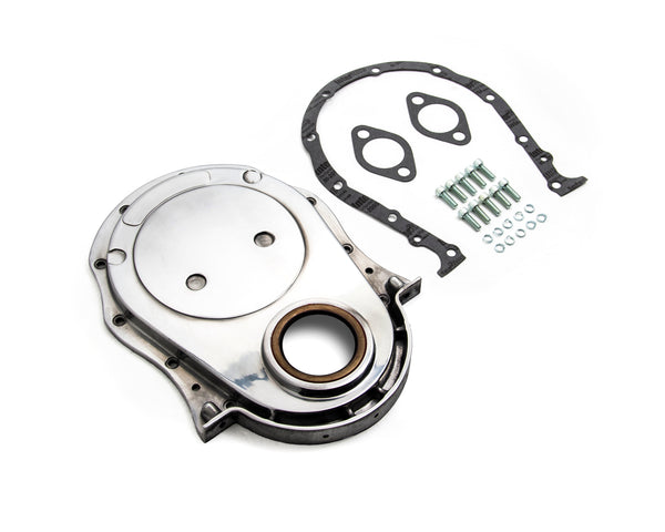 1966-90 CHEVY BIG BLOCK 396-402-427-454 ALUMINUM TIMING CHAIN COVER SET - POLISHED