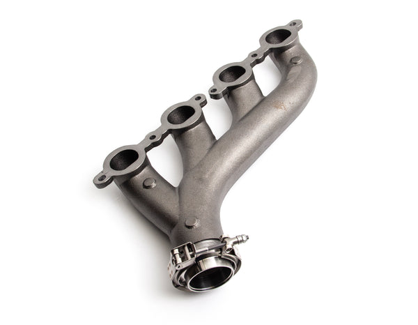 CAST IRON EXHAUST MANIFOLD – DRIVER SIDE – V-BAND CLAMP – 2002–2012 CHEVY LS – RAW