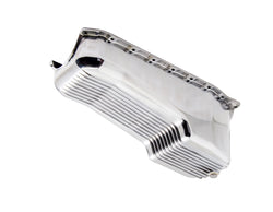 ALUMINUM 1986–02 CHEVY SB 262–400 STOCK CAPACITY OIL PAN – RETRO FINNED – POLISHED