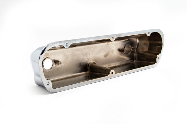 ALUMINUM 1962–85 FORD SB 289–302–351W 5.0 TALL VALVE COVERS – FLAMED DESIGN – CHROME