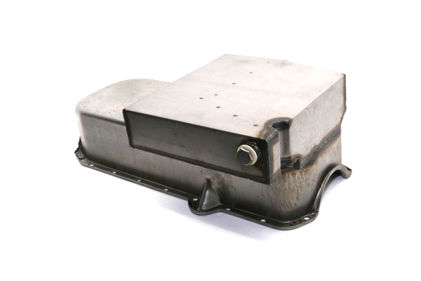 STEEL 1980–85 CHEVY SB 283–350 IMCA CIRCLE TRACK RACING OIL PAN – RAW
