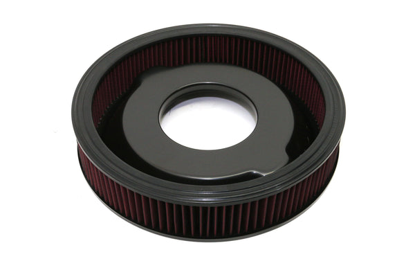 Steel 16" x 3" Dominator Air Cleaner Kit with Washable Red Cotton Filter - Black Fits Chevy / Ford / Mopar Applications